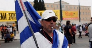demonstrant i dokumentären Kris - ett grekiskt drama i UR Play