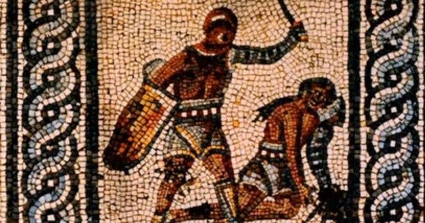 Mosaik i dokumentären Gladiatorernas kyrkogård i TV10 Play