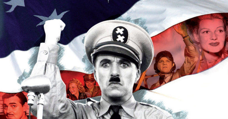 Charlie Chaplin som Hitler i dokumentären "Hollywoods propagandamaskin" i UR Play