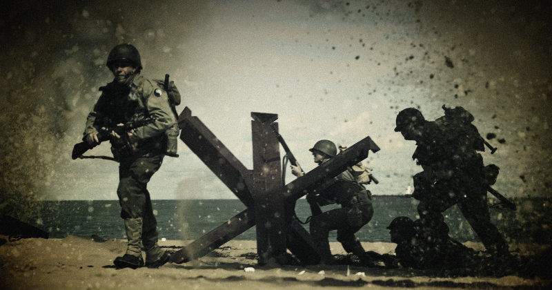 Soldater på Omaha Beach i "Dagen D - sista soldaterna" i SVT Play