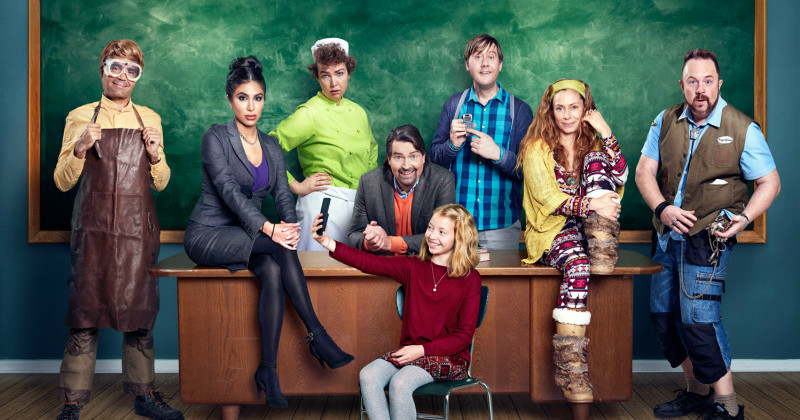 Medverkande i humorserien Skolan i TV3 Play