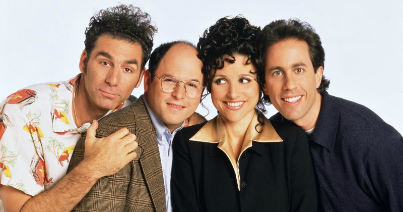 Kramer, George, Elaine och Jerry i Seinfeld i TV6 Play Viafree